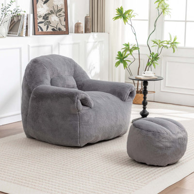 Fauteuil à billes en fausse fourrure, canapé à billes avec support pour le dos