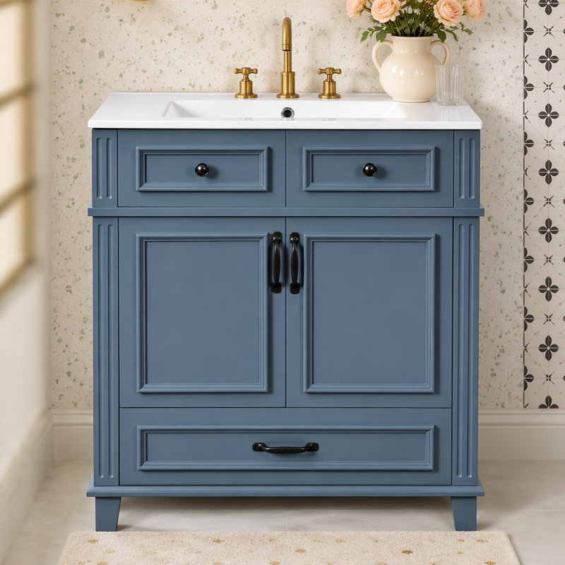 Single Bathroom Vanity with Ceramic Top