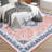 2'x3' Vintage Distressed Accent Rug, Low Pile Non-Slip Stain Resistant Carpet for Entryway, Pink-2112407134-2112407120