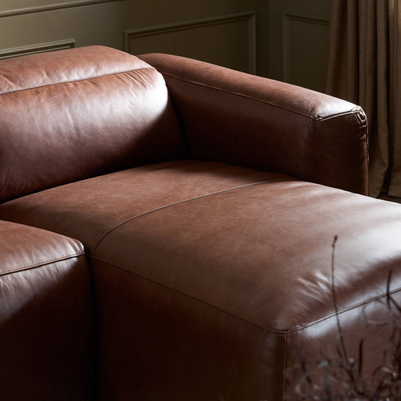 Radley 3PC Sectional W/RAF Chaise-Sonoma Coco, Right Hand Facing, Sonoma Coco Top Grain Leather