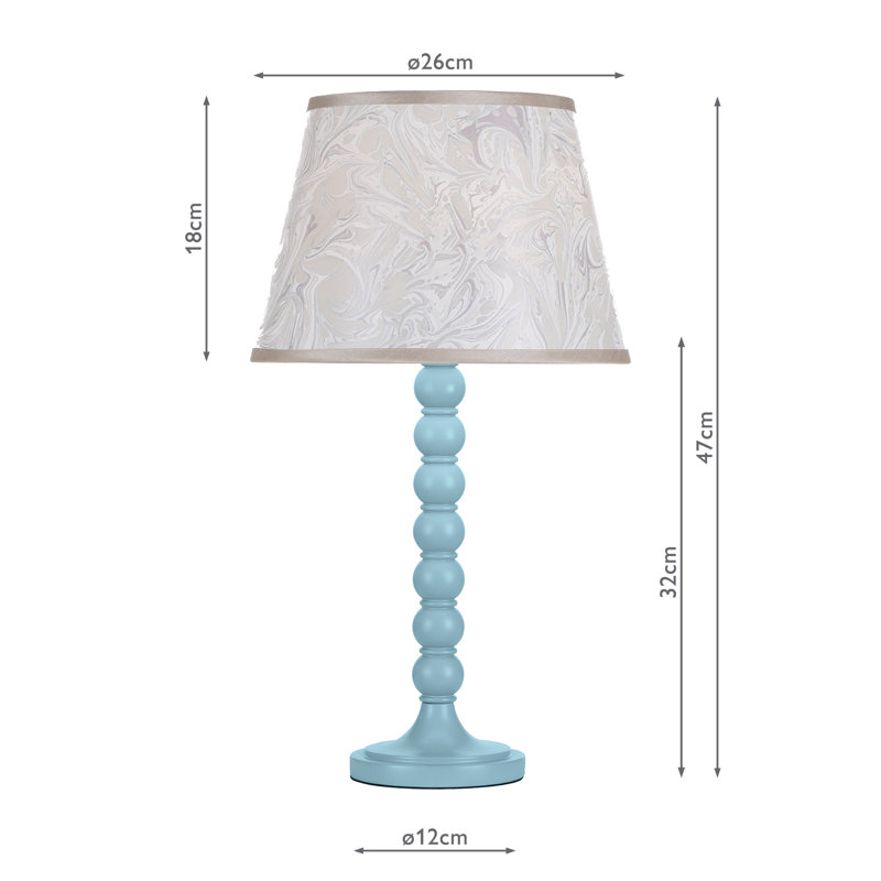 Wood Table Lamp Lamp, Blue, Grey