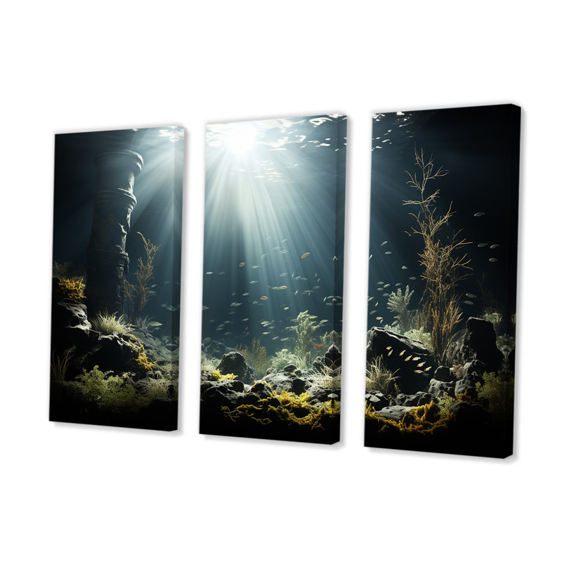 Ensemble de salon Deep Water On Coral Hidden Treasures IV - Coastal Coral Under Water, H 32 po x l 48 po x P 1 po