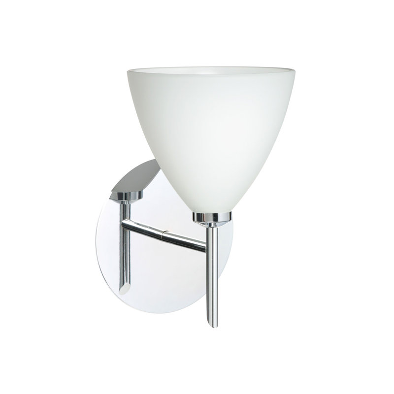 Mia Armed Sconce, Opal Matte, Chrome, Incandescent