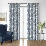 Bronte Cornflower Cotton Grommet Top Drapery Panel Set of 2