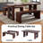 3-Piece Dining Table Set For 6-8 People, 70.8'' Rectangle Kitchen Table With 2 Benches For Breakfast Nook, Dining Room Furniture-1375393461