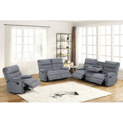 Ensemble de salon inclinable en tissu 3 pièces Albert Gray