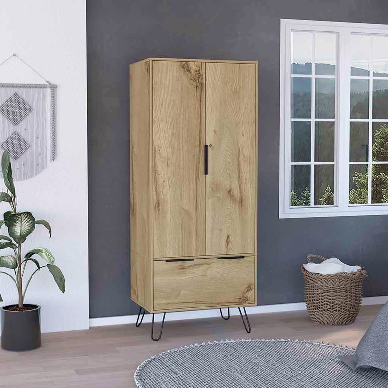 Armoire-penderie, armoire à un tiroir et deux portes