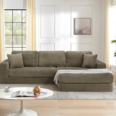 Right Seat Compressed Sectional In Brown Expandable To Bed For Shared Bedroom L Shape Modular Couch With Wide Seating Tea Time
