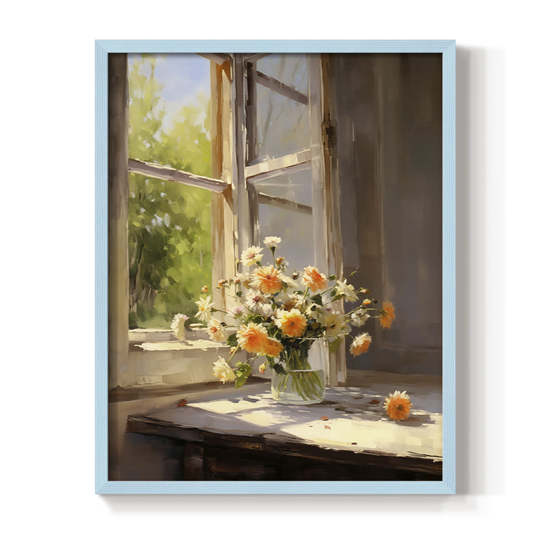 Reproduction encadrée FLORAL Series DCCXCI - bois massif, H 30 po x l 24 po, Bleu