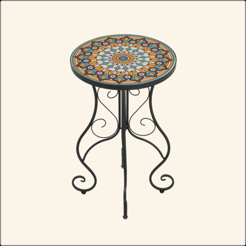 Charmante table d'appoint ronde en céramique avec un design élégant pour divers environnements