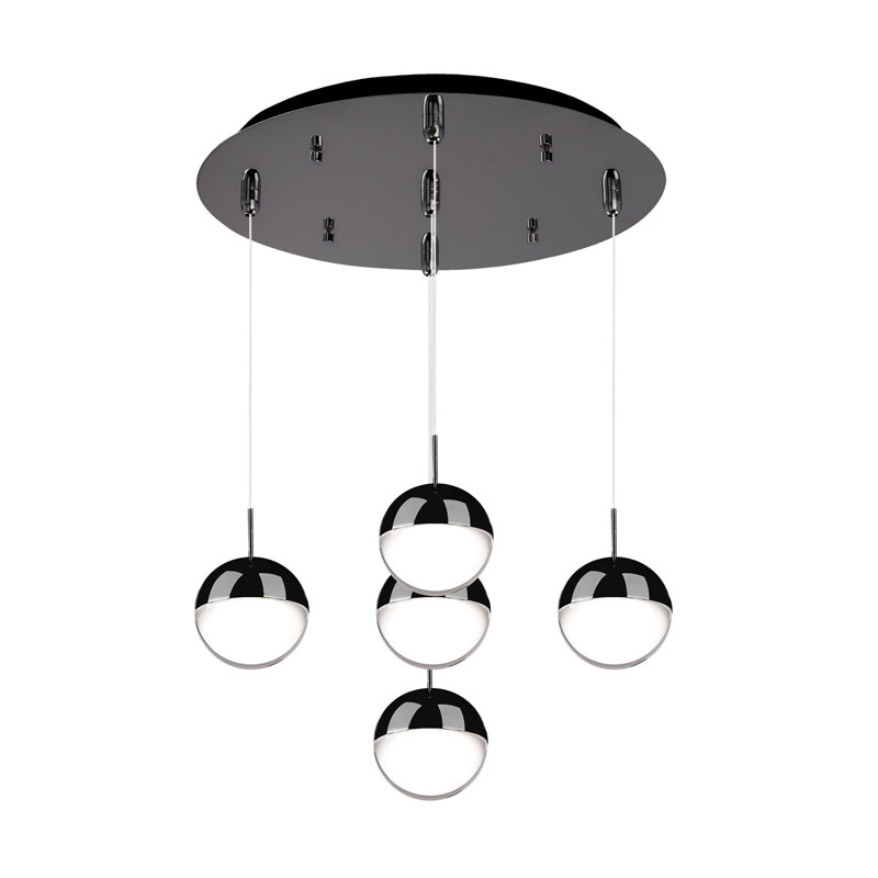Pluto LED Pendant, Black Chrome, 5 Lights, 44 W