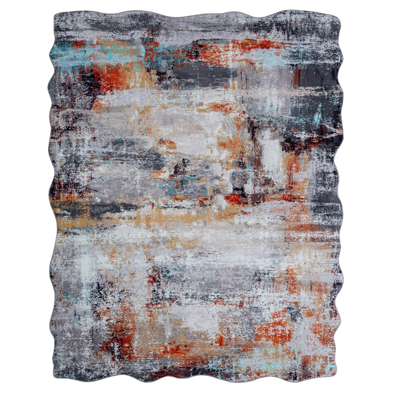 Lipe Abstract Area Rug in Gray, Novelty 5' x 7'
