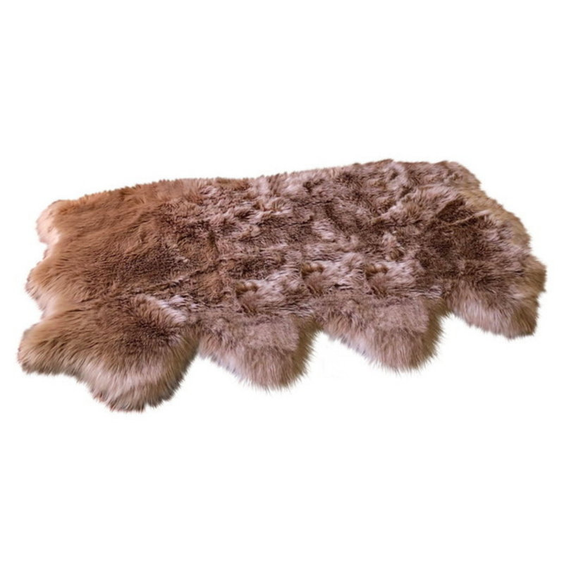 Amaranta Handmade Shag Sheepskin Brown Area Rug, Novelty 3' x 6'8"