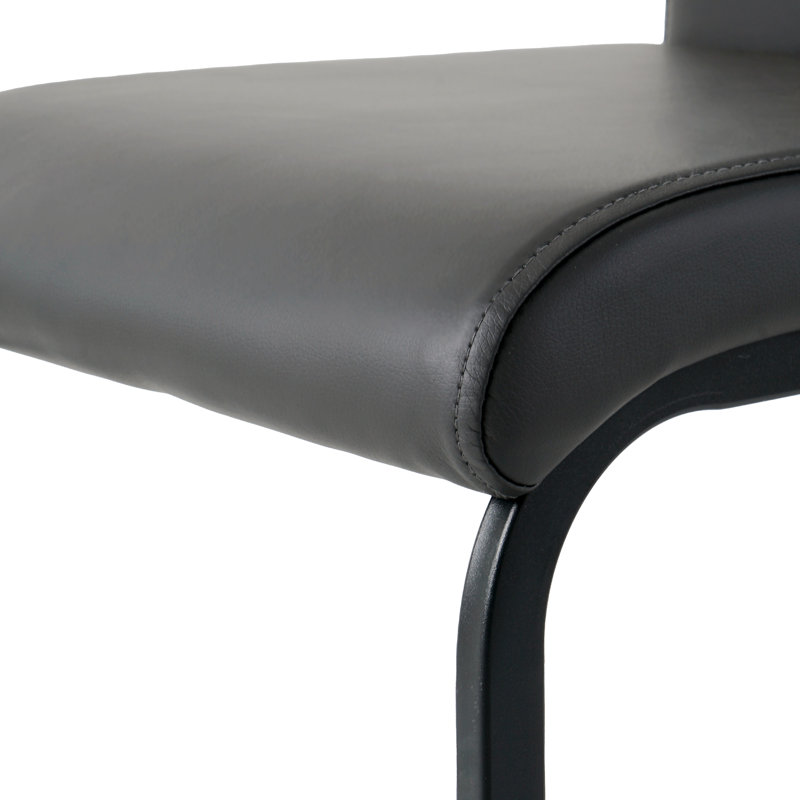 Ensemble de 4 chaises de salle à manger rembourrées modernes au design ergonomique, 4, Gris anthracite, Noir