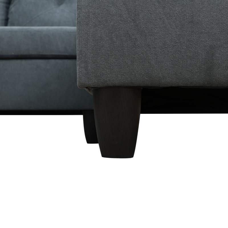 Upholstered L-Shaped Sectional, Stone Gray Velvet, Right Hand Facing
