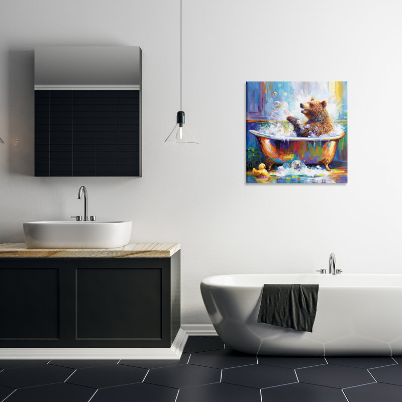 «Happy Bear in Bathaign» par Leon Devenice, H 24 po x l 24 po