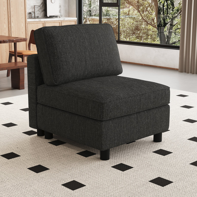 Siège sans accoudoir pour canapé modulaire avec rangement, Gris foncé