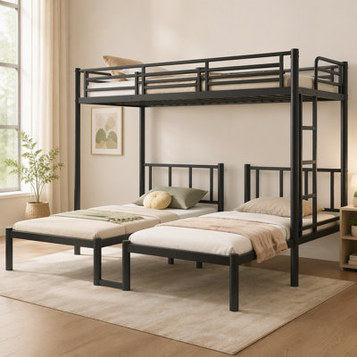 Twin over Twin & Twin Bunk Beds for 3, Twin XL over Twin & Twin Bunk Bed Metal Triple Bunk Bed, White