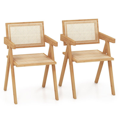 45 cm H Solid Wood and Plastic Armchair in Yellow