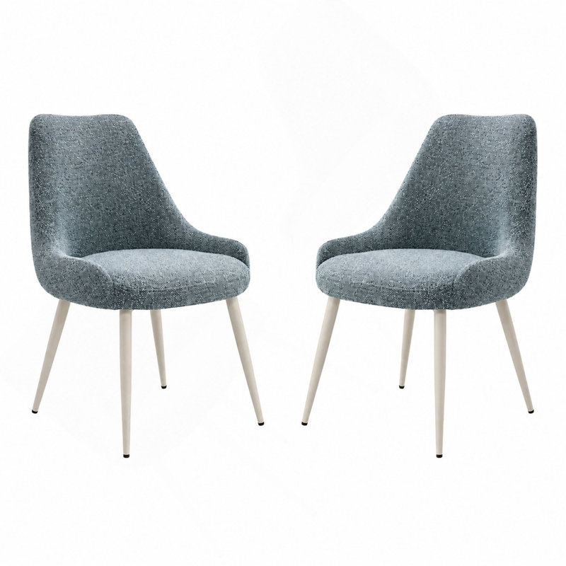 Ensemble de chaises d'appoint 2 pièces - revêtement bleu clair, pieds en métal, chaise de salle à manger moderne scandinave