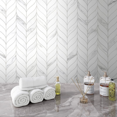12.4'' x 10.7'' Leaf Waterjet Stone Composite Peel & Stick Mosaic Tile