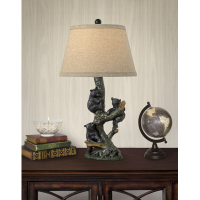 Grigio 31" Natural Tree and Black Bear Resin Table Lamp