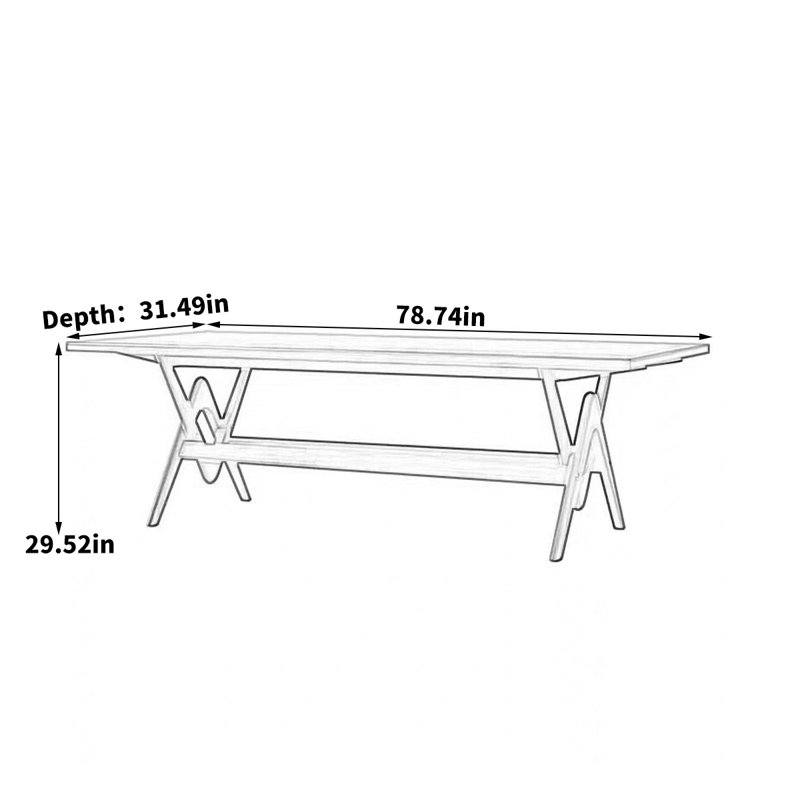 Table de salle à manger Nathasa Wabi-Sabi, H 29,52 po x L 78,74 po x l 31,49 po