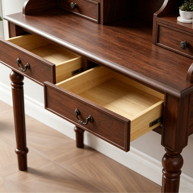 Bureau d'écriture Retro, Noyer, H 44,09 po x l 47,24 po x P 19,68 po