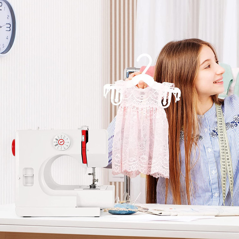 Mini Portable Sewing Machine Household Kids Sewing Machine With 12 Built-In Stitches, Foot Pedal, Gray, Red