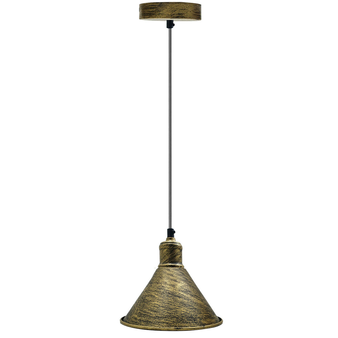 Cornish 1 - Light Brushed Brass Cone Pendant