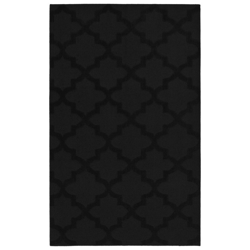 Tapis noir en polypropylène touffeté à motif géométrique Nasturtium, Rectangle de 5 pi x 8 pi