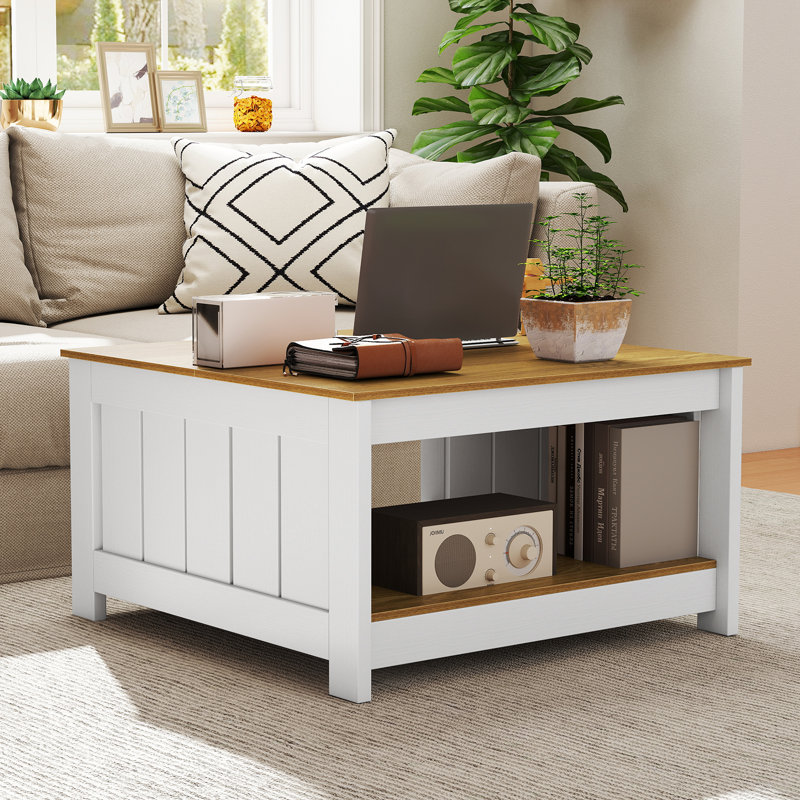Table basse avec tablette de rangement Farmhouse Rustic