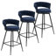 Tabouret de bar rembourré bleu moderne avec dossier tissé et tabouret à hauteur de comptoir fixe en métal noir pour cuisine-1100621064-1097326390