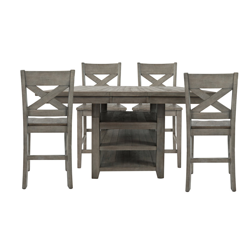 Calixta Extendable Pine Solid Wood Top Pedestal Dining Set
