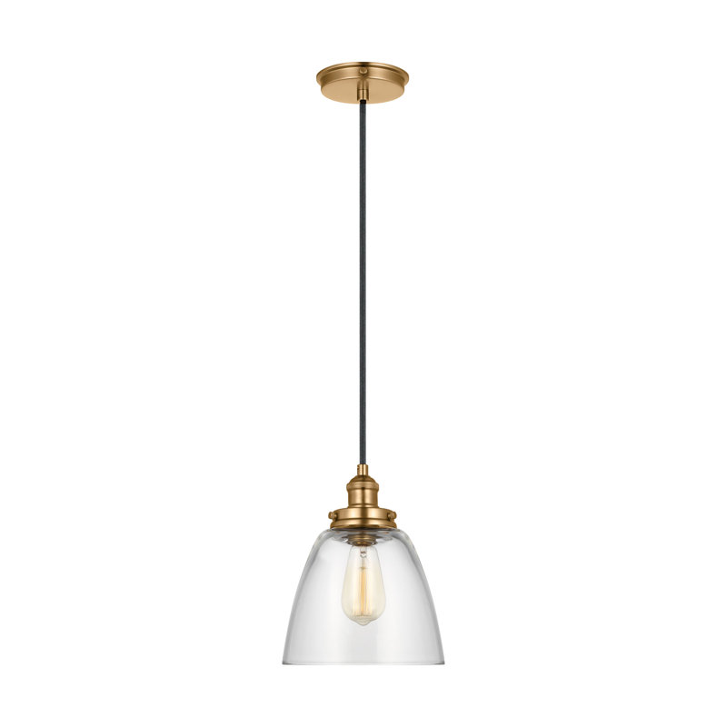 Topanga 1 - Light Single Pendant, 10.75" H x 9" W x 9" D, Satin Brass