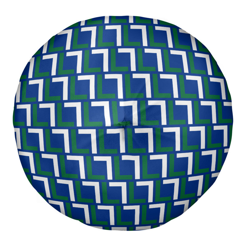 Housse de coussin rond Seattle, 30 po x 30 po, Bleu/vert/blanc