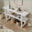 Table basse étroite antique blanche avec plateau en marbre - peu encombrante pour le couloir et amp; Salon, facile à nettoyer-1102971878