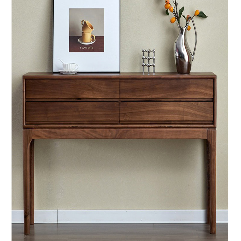 Table d'entrée simple en noyer noir, 35.43" H x 39.37" W x 14.17" D