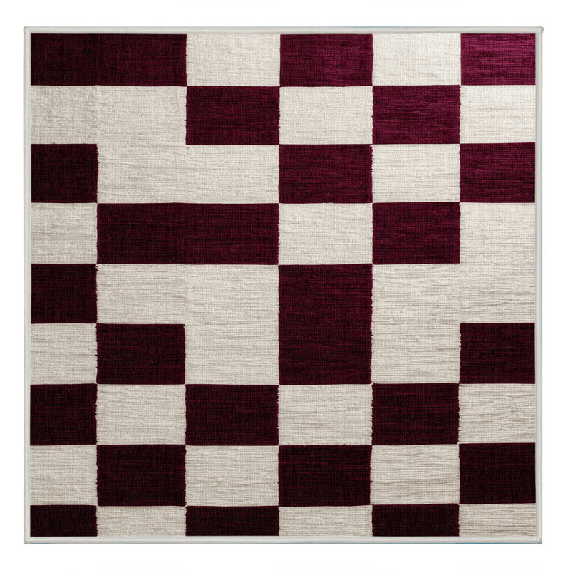 Tapis beige à carreaux lavable à la machine, Carré 8 pi