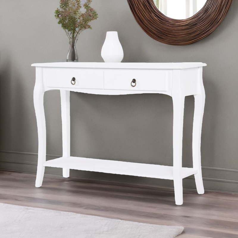 Anilah 100cm Modern Console Table With 2 Drawers and Shelf