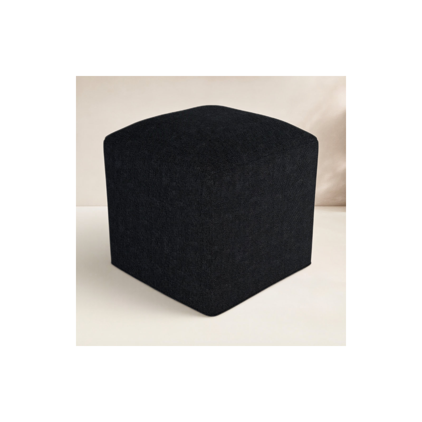 Praia Sunbrella® Upholstered 18" Outdoor Cube, Canvas Black Sunbrella® Canvas