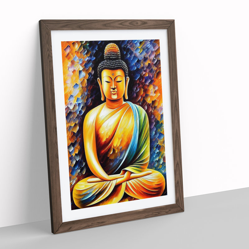 XV1022-4983X View Of Buddha No.4 - - Wall Art, Walnut Framed Paper, 34cm H x 25cm W, Walnut