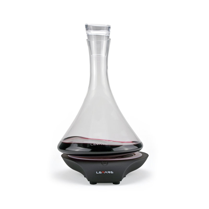 LEVARE Electric Aerator and Glass Decanter Set, Smart Swirl Aerating Base Ages Wine in Minutes, Premium Aeration for Sommeliers, Wine Enthusiasts