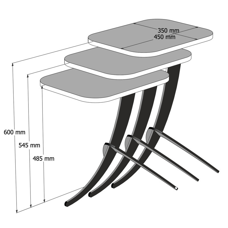 Hico Abstract Nesting Tables, Black