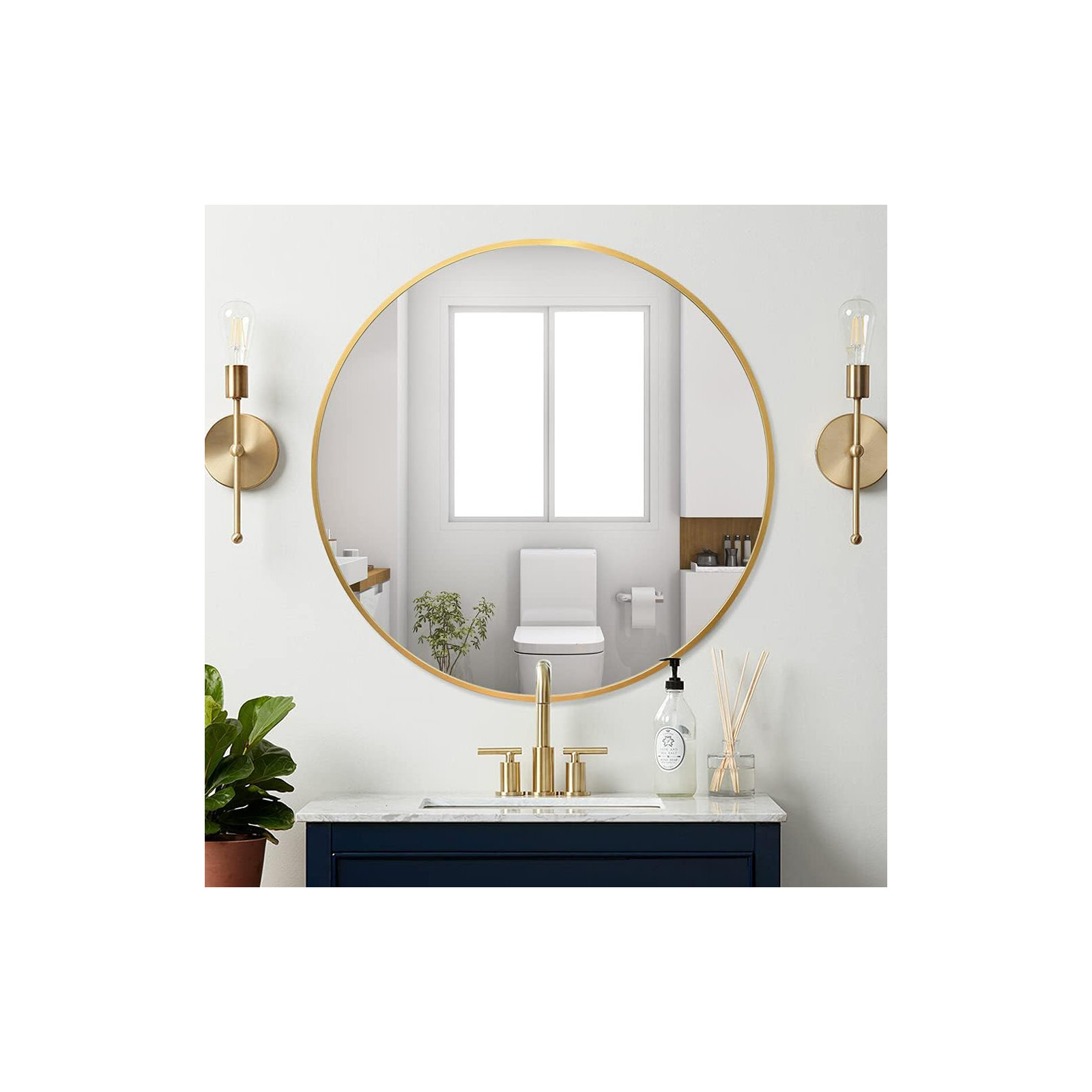 Roberts Mirror, 60" x 60", Gold, Metal