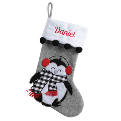 Check Scarf Penguin Character Stocking