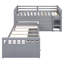 Lit mezzanine simple en L et lit plateforme simple avec 7 tiroirs et garde-corps complets en L-394538468