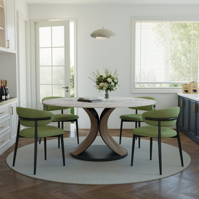 5Pcs Round Dining Set X-Shape Pedestal