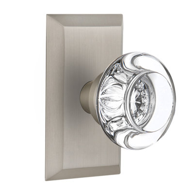 Plaque Studio avec poignée de porte ronde en cristal transparent