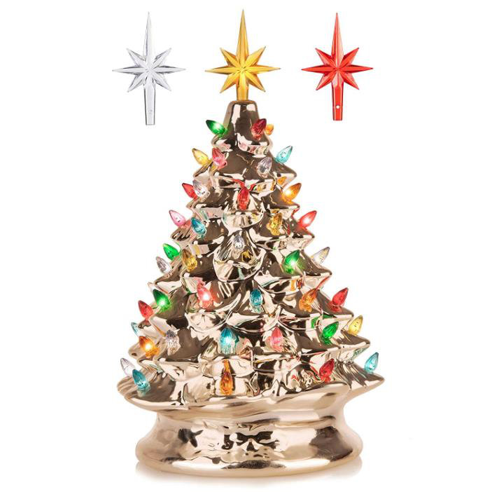  Mr. Christmas Nostalgic Ceramic Christmas Tree with LED Lights  Indoor Decoration, 24 Inches, White : Home & Kitchen